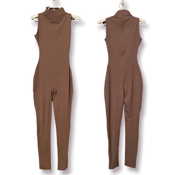 SKIMS Pants - SKIMS ALL IN ONE MOCK NECK SLEEVELESS ONESIE UMBER NWT